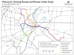 Map of Existing Light Rail Routes and Expansion Routes to be Studied